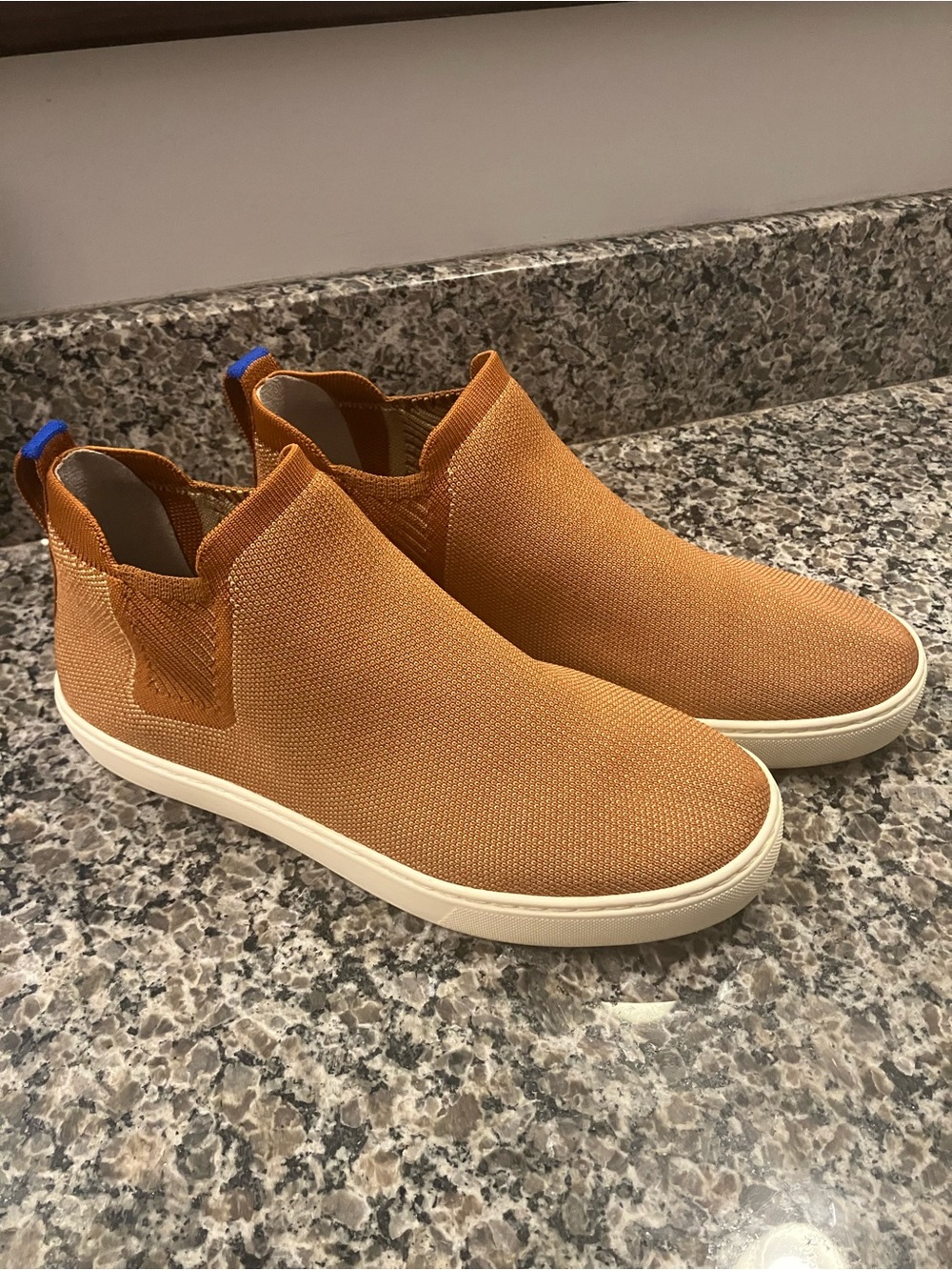 Rothy's Women's size 9 the Chelsea boot burnt orange knit ankle boots washable